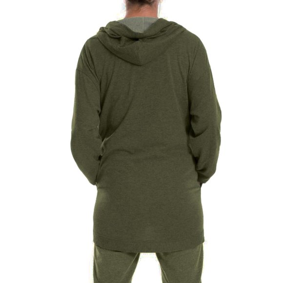 NEW Max Studio Women Long Sleeve Open Cascading Hoodie Cardigan Sage Pocketed - Picture 3 of 3